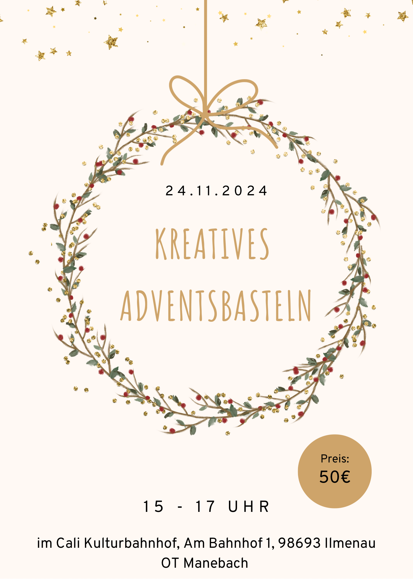 Kreatives Adventsbasteln im Cali Kulturbahnhof – Ilmenau OT Manebach – 24.11.2024